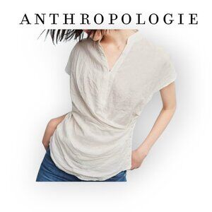 Anthropologie Akemi Kin White Poplin Wrap Top Cotton Blend Size 4 Summer